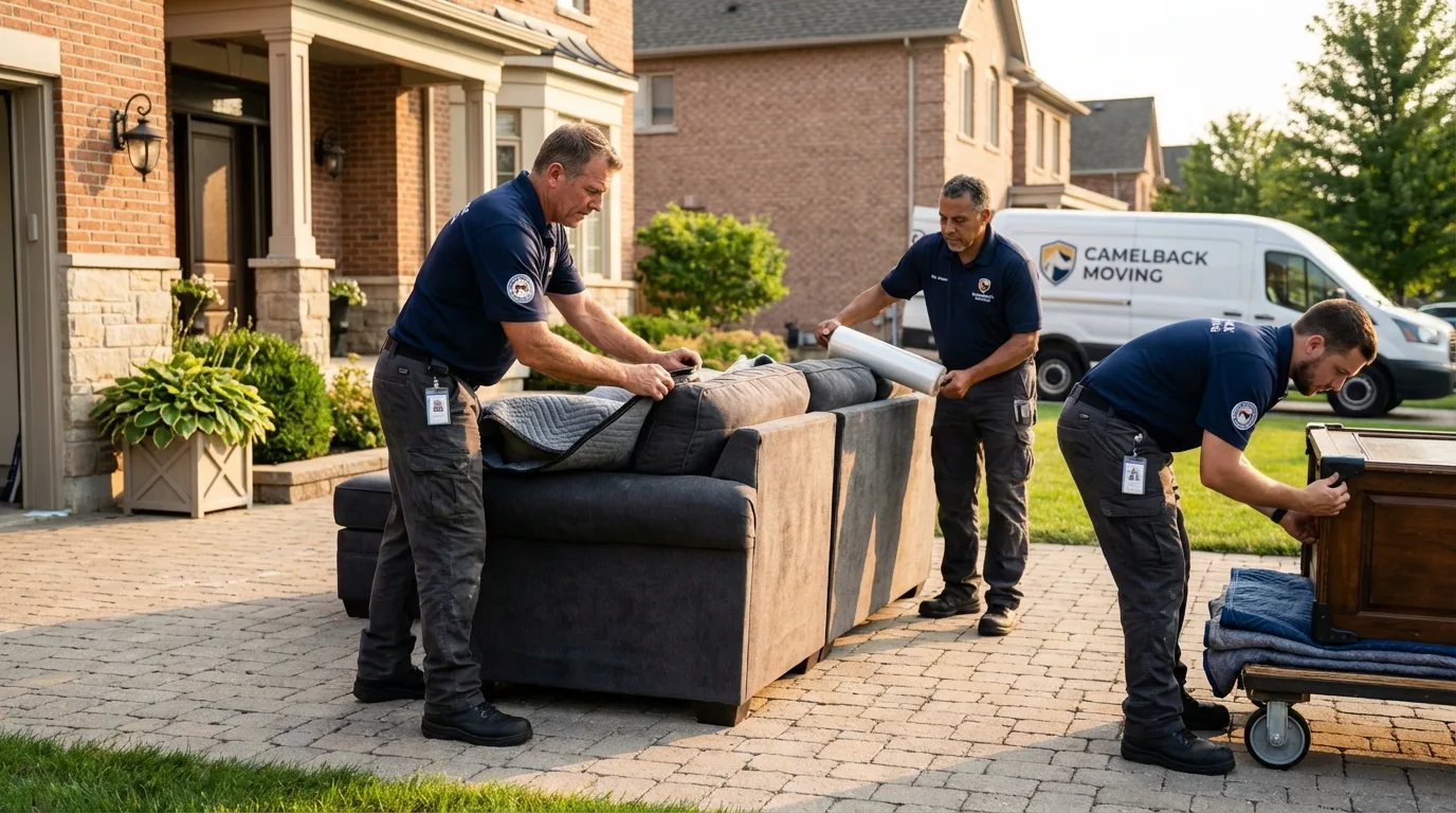 Large estate moving crew wrapping furniture in Neosho, MO